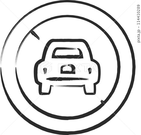シンプルな標識の筆書き単品イラスト 二輪の自動車以外の自動車通行止め シンプルな標識の筆書き単品イラスト 二輪の自動車以外の自動車通行止め 114410289