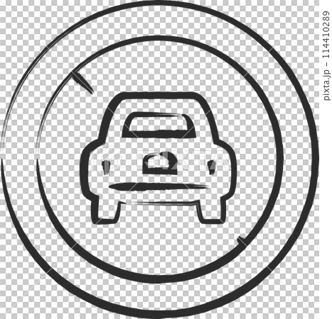 シンプルな標識の筆書き単品イラスト 二輪の自動車以外の自動車通行止め シンプルな標識の筆書き単品イラスト 二輪の自動車以外の自動車通行止め 114410289