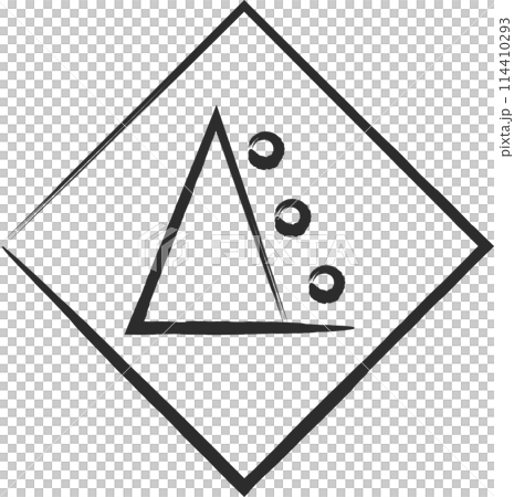 Simple sign, brush-drawn illustration: Risk of falling rocks Simple sign, brush-drawn illustration: Risk of falling rocks 114410293