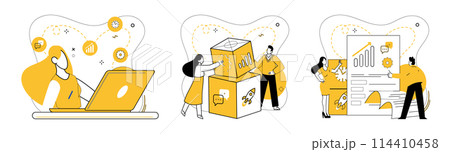 Team collaboration vector illustration. Corporate synergy thrives on essence teamwork, turning challenges into victories Understanding and communication form foundation successful team collaboration 114410458
