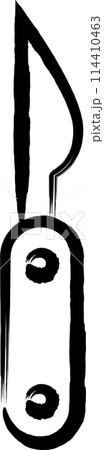 防災に必要な持ち物の筆書き単品アイコン　ナイフ 114410463