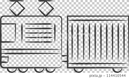 Hand-drawn station related icon illustration: Freight train 114410544