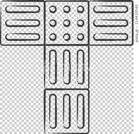 Brush-written station related icon illustration: Braille block Brush-written station related icon illustration: Braille block 114410548