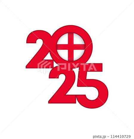 2025 banner with England flag inside. Vector illustration. 2025 banner with England flag inside. Vector illustration. 114410729