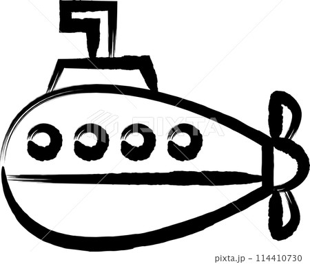 筆書き乗り物アイコンイラスト 潜水艦 筆書き乗り物アイコンイラスト 潜水艦 114410730