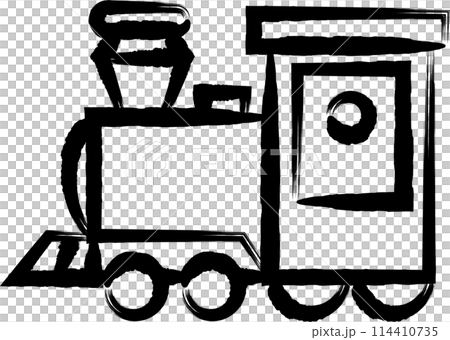 Brush-drawn vehicle icon illustration: Locomotive 114410735