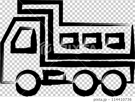 Brush-drawn vehicle icon illustration: Dump truck 114410736