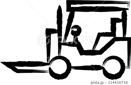 筆書き乗り物アイコンイラスト　フォークリフト 114410738