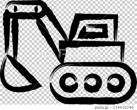 筆書き乗り物アイコンイラスト　ショベルカー 114410740