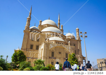 青空のもとの美しいエジプトのモスク 114411664