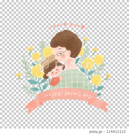 Father's Day dad and child with bouquet 114412122