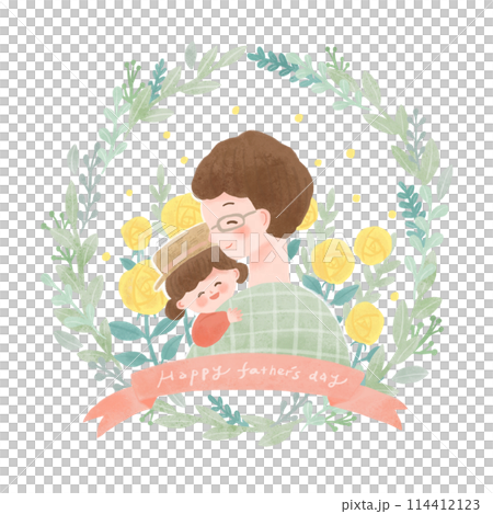 Father's Day Dad and Child with Bouquet Wreath 1 114412123