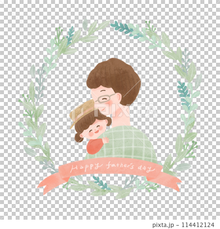 Father's Day Dad and Child with Bouquet Wreath 2 114412124