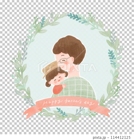 Father's Day Dad and Child with Bouquet Wreath 3 114412125