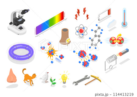 3D Isometric Flat Set of Physics Items,...のイラスト素材 [114413219] - PIXTA