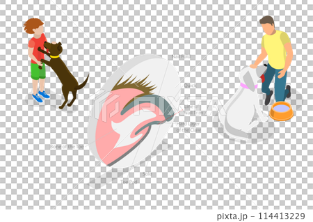 3D Isometric Flat Conceptual Illustration of Dog Nail Trimming, Veterinary Pedicure 3D Isometric Flat Conceptual Illustration of Dog Nail Trimming, Veterinary Pedicure 114413229