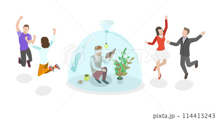 3D Isometric Flat  Conceptual Illustration of Types Of Human Personality Temperament, Introvert vs Extravert 114413243