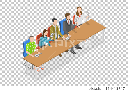 3D Isometric Flat  Conceptual Illustration of Jury, Contest Judges 114413247