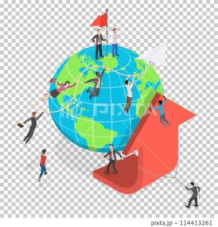3D Isometric Flat  Conceptual Illustration of Demography, Earth Overpopulation 114413261