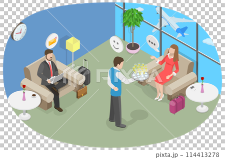 3D Isometric Flat Conceptual Illustration of Vip Lounge Airport Zone, Business Travel 3D Isometric Flat Conceptual Illustration of Vip Lounge Airport Zone, Business Travel 114413278