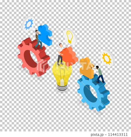 3D Isometric Flat  Conceptual Illustration of Intermediary, Mediation and Professional Assistance 114413311