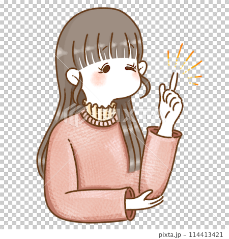 用食指指著的女孩/女人 114413421