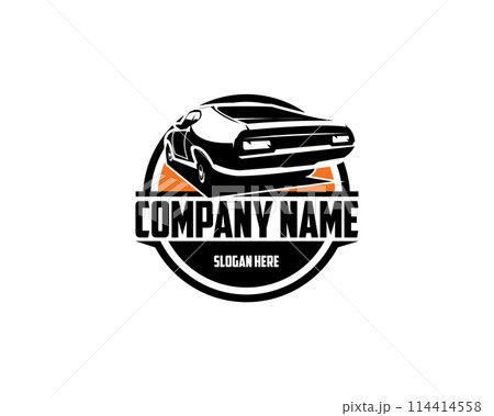 classic vintage 1973 xb GT Ford falcon transportation vector art logo isolated on white background seen from behind. Best for the trucking company industry. classic vintage 1973 xb GT Ford falcon transportation vector art logo isolated on white background seen from behind. Best for the trucking company industry. 114414558