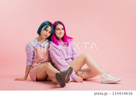 two beautiful friends spending time together 114414616