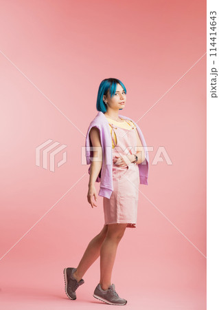 lovely girl going for a walk 114414643