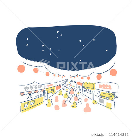 お祭りの夜店の出店風景 114414852