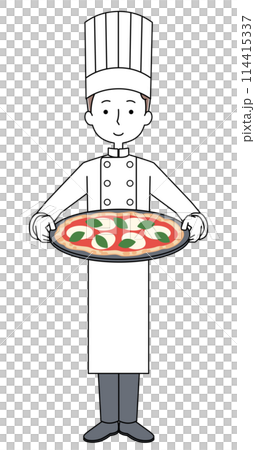 Illustration of a male pizza chef Illustration of a male pizza chef 114415337