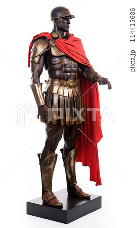 Ancient Roman legionary in armor. White background, isolate. AI generated. 114415686