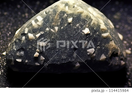 Glauconite is rare precious natural stone on black background. AI generated. Header banner mockup with space. Glauconite is rare precious natural stone on black background. AI generated. Header banner mockup with space. 114415984