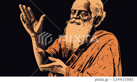Guru Purnima, Buddhist religious holiday event of teacher. AI generated. Guru Purnima, Buddhist religious holiday event of teacher. AI generated. 114415985