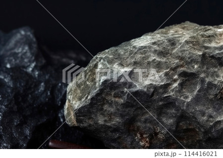 Segelerite is rare precious natural stone on black background. AI generated. Header banner mockup with space. 114416021
