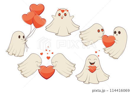 Valentine ghosts with heart Valentine ghosts with heart 114416069