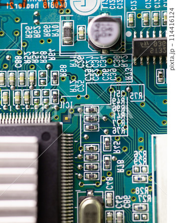 Close-Up of Circuit Board Components 114416124