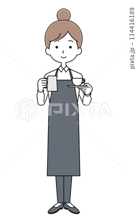 バリスタの女性のイラスト バリスタの女性のイラスト 114416189