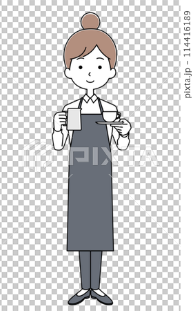 バリスタの女性のイラスト バリスタの女性のイラスト 114416189