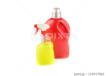 Cleaning and disinfectants isolated on white. 114417062