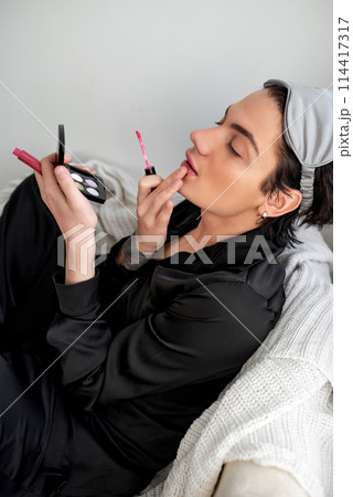 young ashion man prepares for date, meeting 114417317