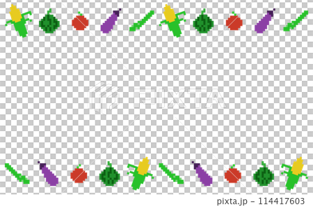 Pixel art summer vegetable frame illustration 114417603