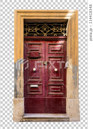 typical entrance doors of houses 114418348