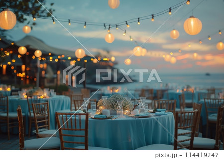 Wedding Reception Table Set-up 114419247