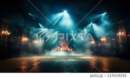 Stage Set With Illuminated Lights 114419292