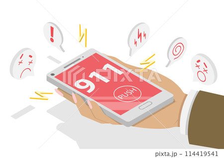 3D Isometric Flat Conceptual Illustration of Emergency Call, Help Service 3D Isometric Flat Conceptual Illustration of Emergency Call, Help Service 114419541