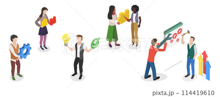 3D Isometric Flat  Conceptual Illustration of Fixing Technical Problems, Repair Service or Technical Support 114419610