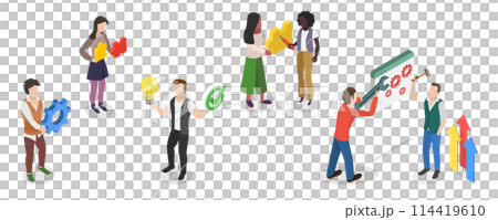 3D Isometric Flat  Conceptual Illustration of Fixing Technical Problems, Repair Service or Technical Support 114419610