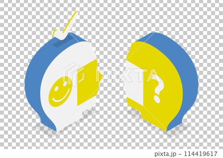3D Isometric Flat  Conceptual Illustration of Bias As Incorrect Comparison, Psychological Thinking Behavior Based on Prejudice Opinions 114419617