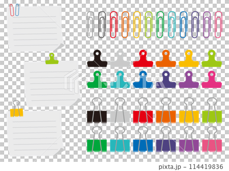 一組各種剪輯和筆記的插圖 114419836